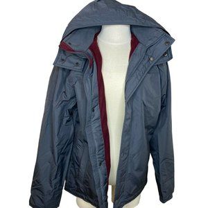 Hollister All-Weather Fleece-Lined Hooded Mens Jacket Gray Burgandy M Med NWT